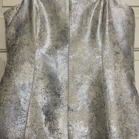 Halston Heritage Silver Strapless Sheath Dress - Picture 2 of 8